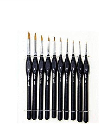 

Golden 10 Pcs Best Professional Sable Detail Paint Brush, Miniature Brushes Will Keep a Fine Point and Spring, For Watercolor, Oil, Acrylic, Nail Art & Models
