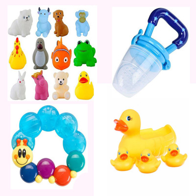 

Anzal Toys For Baby Kids Like Animal Chu Chu Toy , With Ring Rttle Cm Teether, Fruit Nibbler, Duck Toy Bath Toy(Multicolor)