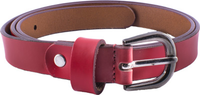 

U+N Women Casual Red Genuine Leather Belt