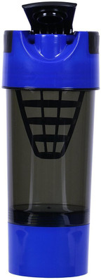 

VOLCO Gym Protein Shaker Bottle with Storage 500 Shaker(Pack of 1, Black, Blue), White