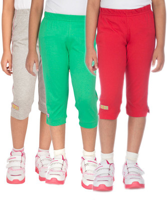 

Ocean Race Capri For Girls Solid Cotton(Multicolor, Grey melange & red & green