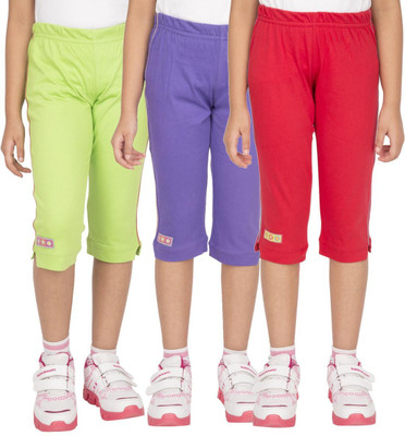 

Ocean Race Capri For Girls Solid Cotton(Multicolor, Lime green & purple & red