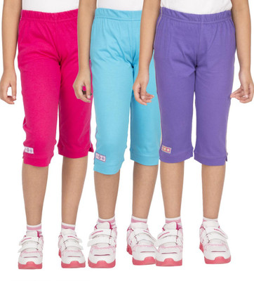 

Ocean Race Capri For Girls Solid Cotton(Multicolor, Hot pink & aqua & purple
