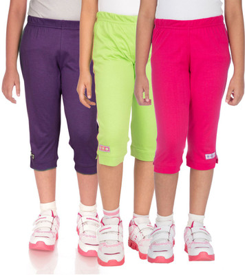 

Ocean Race Capri For Girls Solid Cotton(Multicolor, Lime green & grape & hot pink
