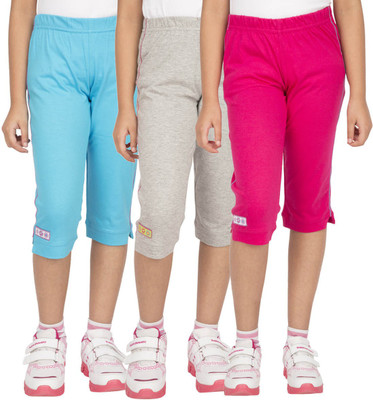 

Ocean Race Capri For Girls Solid Cotton(Multicolor, Aqua & g.melange & hot pink