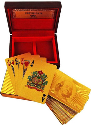 

ME&YOU Special Diwali Gifts Gold Plated Playing Card with Exclusive Wooden Box (1 Set) IZ18GoldenPlayingCard-Box-006(Golden)