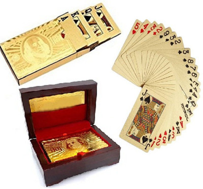 

ME&YOU Special Diwali Gifts Gold Plated Playing Card with Exclusive Wooden Box (1 Set) IZ18GoldenPlayingCard-Box-004(Golden)