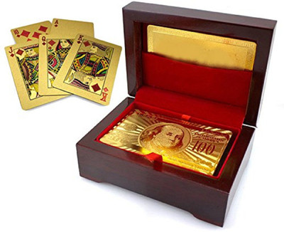 

ME&YOU Special Diwali Gifts Gold Plated Playing Card with Exclusive Wooden Box (1 Set) IZ18GoldenPlayingCard-Box-001(Golden)