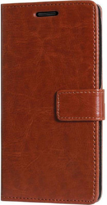 Krofty Flip Cover for Lava Z70(Brown, Dual Protection)