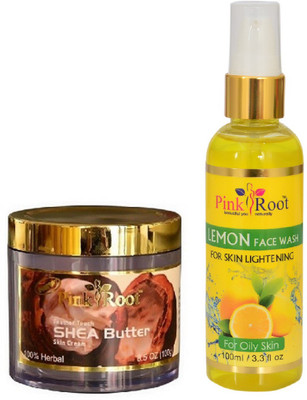 

Pink Root SHEA BUTTER CREAM 100G WITH LEMON FACE WASH 100ML(Set of 2)