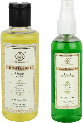 

Khadi Natural Skin care - Herbal Face Wash + Mint Cucumber face spray(Set of 2)