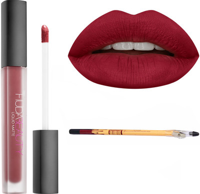 

Huda Beauty Professional Long lasting Liquid Matte Material Girl Colour Lipstick 4 Ml with Eye Kajal(Set of 1)