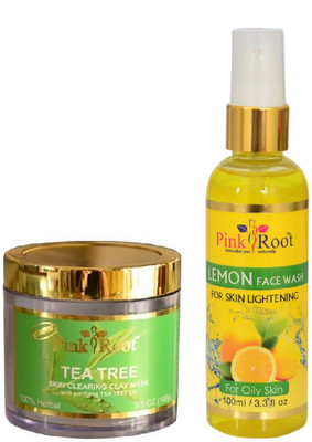 

Pink Root TEA TREE MASK 100G WITH LEMON FACE WASH 100ML(Set of 2)