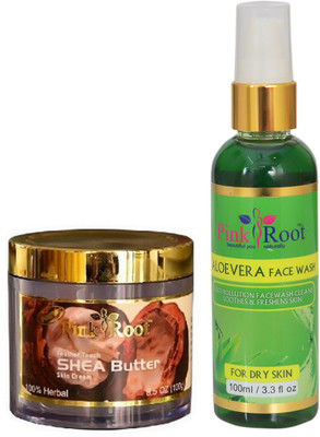 

Pink Root SHEA BUTTER CREAM 100G WITH ALOE VERA FACE WASH 100ML(Set of 2)