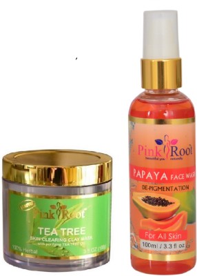 

Pink Root TEA TREE MASK 100G WITH PAPAYA FACE WASH 100ML(Set of 2)