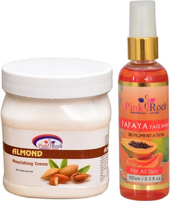

Pink Root ALMOND CREAM 500ML WITH PAPAYA FACE WASH 100ML(Set of 2)