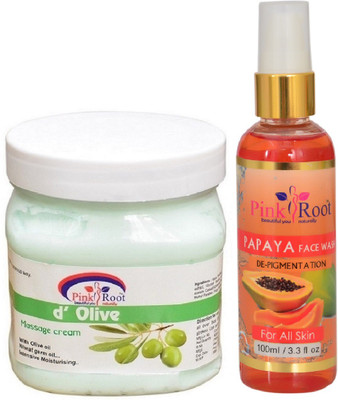 

Pink Root D OLIVE CREAM 500ML WITH PAPAYA FACE WASH 100ML(Set of 2)