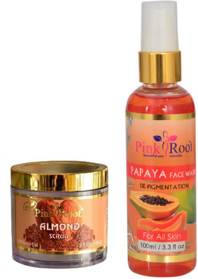 

Pink Root ALMOND SCRUB 100G WITH PAPAYA FACE WASH 100ML(Set of 2)