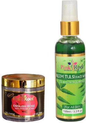 

Pink Root ENGLISH ROSE SCRUB 100G WITH NEEM FACE WASH 100ML(Set of 2)