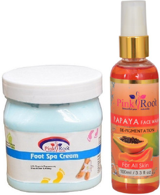 

Pink Root FOOT SPA CREAM 500ML WITH PAPAYA FACE WASH 100ML(Set of 2)