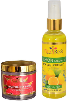 

Pink Root RASPBERRY SCRUB 100G WITH LEMON FACE WASH 100ML(Set of 2)
