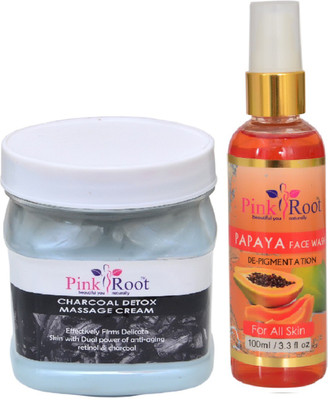 

Pink Root CHARCOAL CREAM 500ML WITH PAPAYA FACE WASH 100ML(Set of 2)