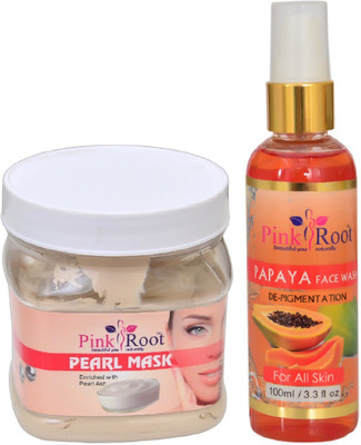 

Pink Root PEARL MASK 500ML WITH PAPAYA FACE WASH 100ML(Set of 2)