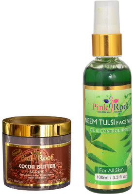 

Pink Root COCOA BUTTER SCRUB 100G WITH NEEM FACE WASH 100ML(Set of 2)