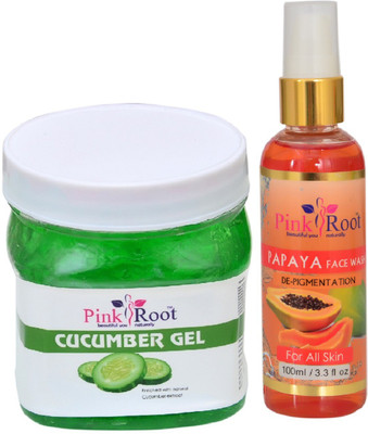 

Pink Root CUCUMBER GEL 500ML WITH PAPAYA FACE WASH 100ML(Set of 2)