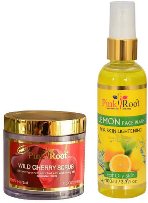 

Pink Root WILD CHERRY SCRUB 100G WITH LEMON FACE WASH 100ML(Set of 2)