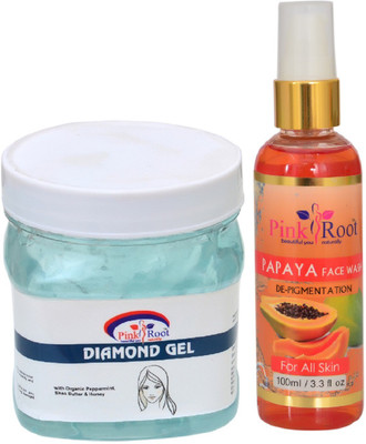 

Pink Root DIAMOND GEL 500ML WITH PAPAYA FACE WASH 100ML(Set of 2)