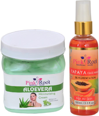 

Pink Root ALOEVERA CREAM 500ML WITH PAPAYA FACE WASH 100ML(Set of 2)