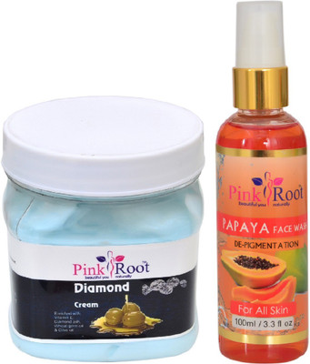 

Pink Root DIAMOND CREAM 500ML WITH PAPAYA FACE WASH 100ML(Set of 2)