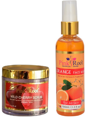 

Pink Root WILD CHERRY SCRUB 100G WITH ORANGE FACE WASH 100ML(Set of 2)