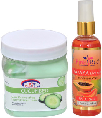 

Pink Root CUCUMBER CREAM 500ML WITH PAPAYA FACE WASH 100ML(Set of 2)