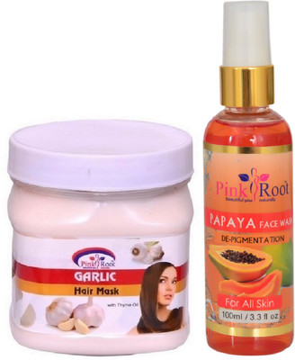 

Pink Root GARLIC MASK 500ML WITH PAPAYA FACE WASH 100ML(Set of 2)