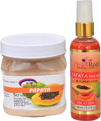 

Pink Root PAPAYA SCRUB 500ML WITH PAPAYA FACE WASH 100ML(Set of 2)