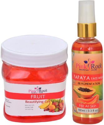 

Pink Root FRUIT GEL 500ML WITH PAPAYA FACE WASH 100ML(Set of 2)