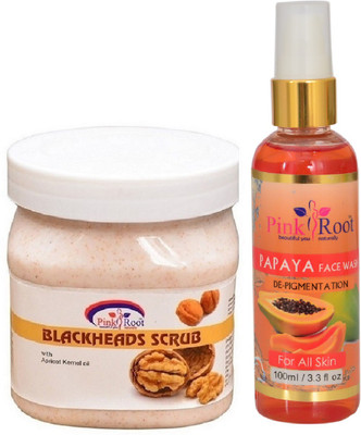 

Pink Root BLACKHEADS SCRUB 500ML WITH PAPAYA FACE WASH 100ML(Set of 2)