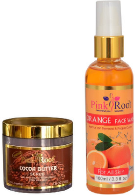 

Pink Root COCOA BUTTER SCRUB 100G WITH ORANGE FACE WASH 100ML(Set of 2)