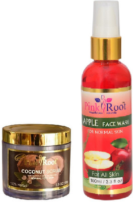 

Pink Root COCONUT SCRUB 100G WITH APPLE FACE WASH 100ML(Set of 2)