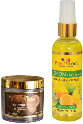 

Pink Root COCONUT SCRUB 100G WITH LEMON FACE WASH 100ML(Set of 2)