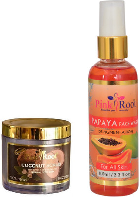 

Pink Root COCONUT SCRUB 100G WITH PAPAYA FACE WASH 100ML(Set of 2)