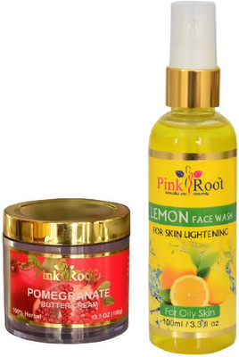 

Pink Root POMEGRANATE BUTTER CREAM 100G WITH LEMON FACE WASH 100ML(Set of 2)