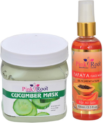 

Pink Root CUCUMBER MASK 500ML WITH PAPAYA FACE WASH 100ML(Set of 2)