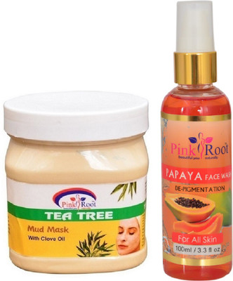 

Pink Root TEA TREE MASK 500ML WITH PAPAYA FACE WASH 100ML(Set of 2)