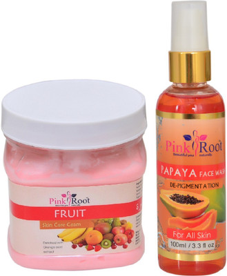 

Pink Root FRUIT CREAM 500ML WITH PAPAYA FACE WASH 100ML(Set of 2)