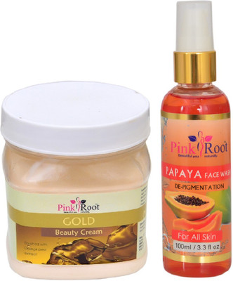 

Pink Root GOLD CREAM 500ML WITH PAPAYA FACE WASH 100ML(Set of 2)