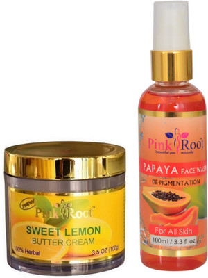 

Pink Root SWEET LEMON CREAM 100G WITH PAPAYA FACE WASH 100ML(Set of 2)