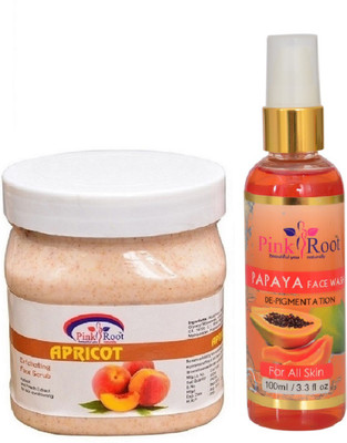 

Pink Root APRICOT SCRUB 500ML WITH PAPAYA FACE WASH 100ML(Set of 2)